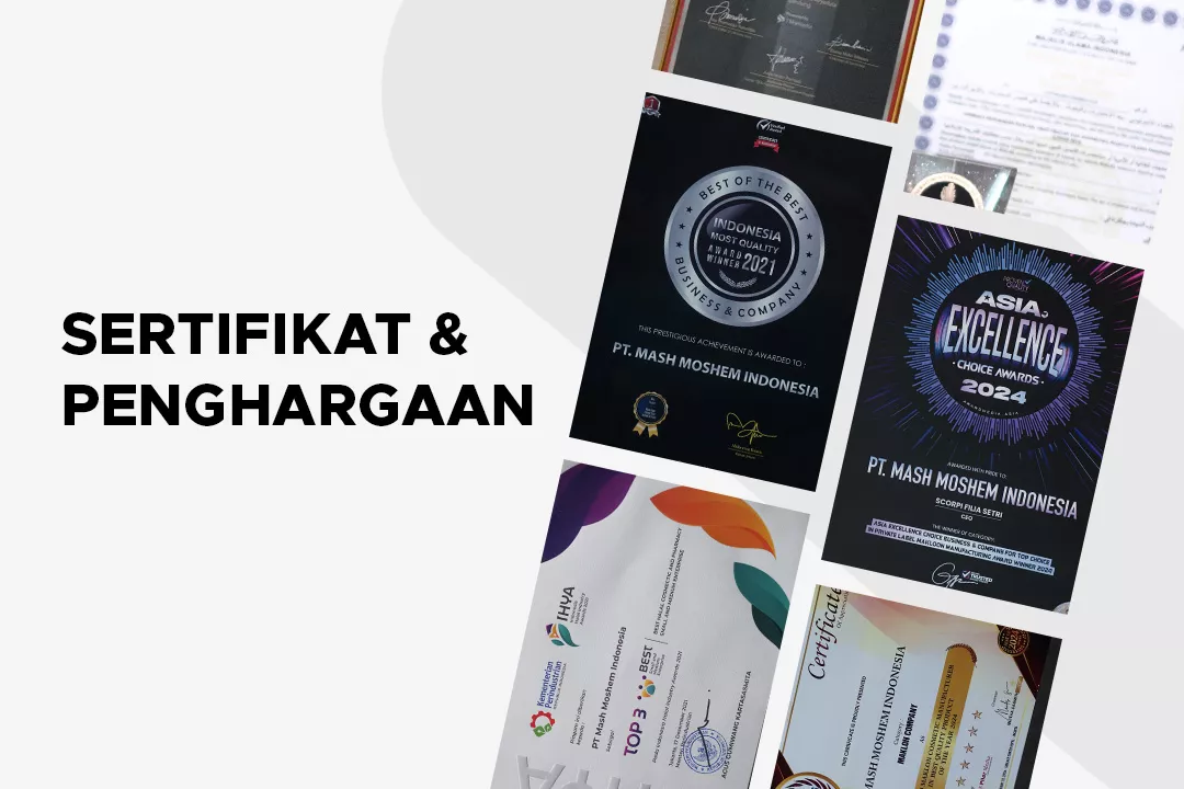 sertifikat dan penghargaan jasa maklon kosmetik BPOM PT Mash Moshem Indonesia
