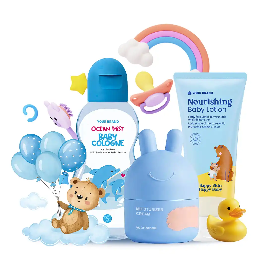 Contoh hasil produksi PT Mash Moshem Indonesia sebagai jasa maklon skincare baby