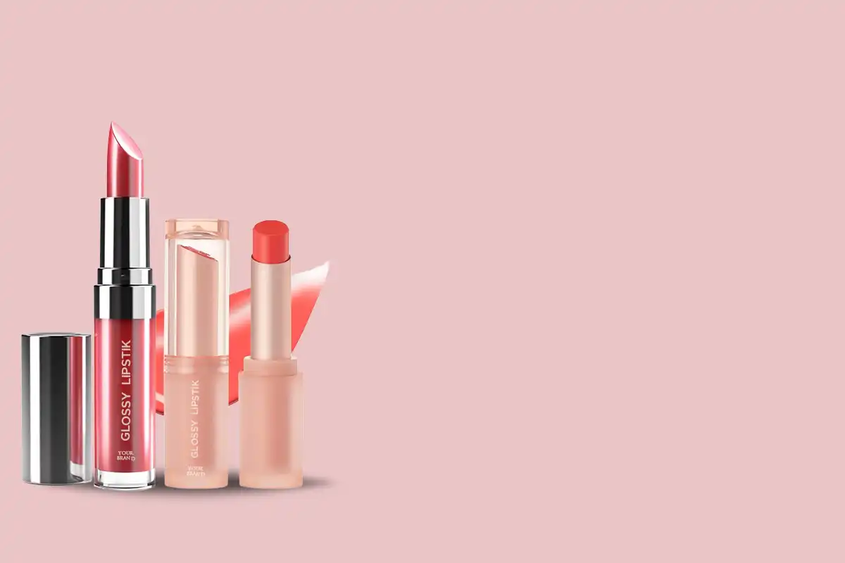 Hasil produksi glossy lipstik dari jasa maklon lipstik PT Mash Moshem Indonesia